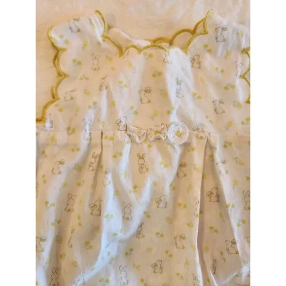 Mon Premier Major Baby Infant Girls Bunny Bubble Romper 6 Months White/Yellow - Picture 2 of 5